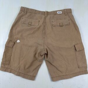 VTG‎ Old Navy Mens Loose Cargo Shorts 34x11 Khaki Linen Cotton Lightweight Baggy